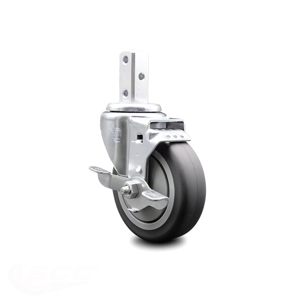 4 Inch Thermoplastic Rubber Wheel Swivel 3/4 Inch Square Stem Caster with Brake